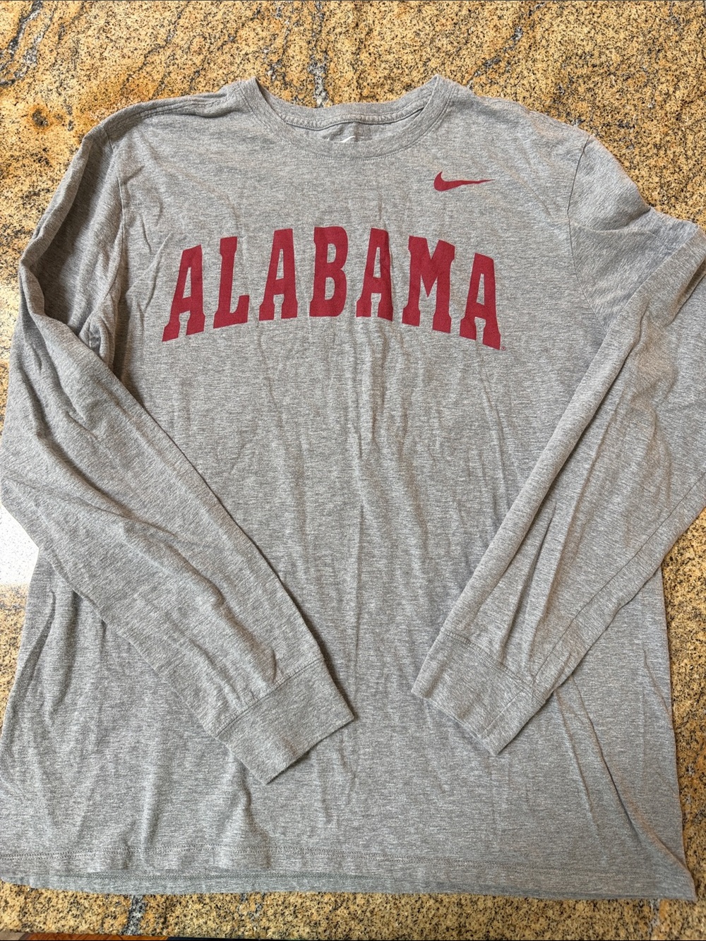 Nike Gray Long Sleeve Tee with Crimson Alabama Script